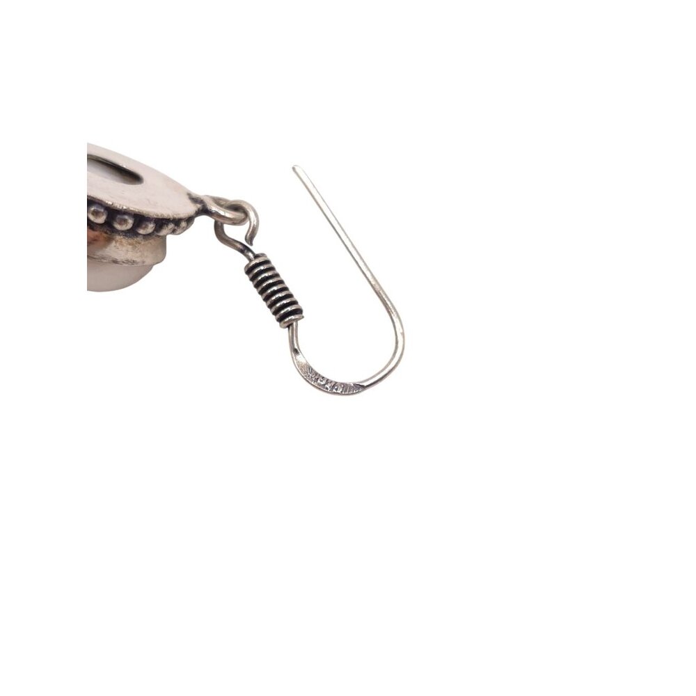 Vintage Style Sterling Silver & Pearl Drop Earrings - Picture 4 of 5